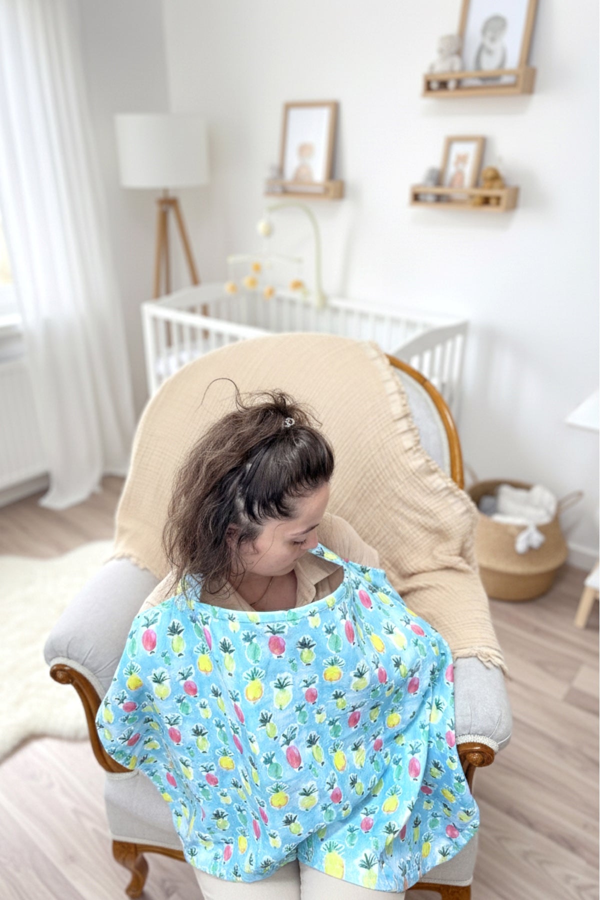 Pineapple | %100 Pamuk 2 Katlı Müslin Balenli Baskılı Emzirme Önlüğü