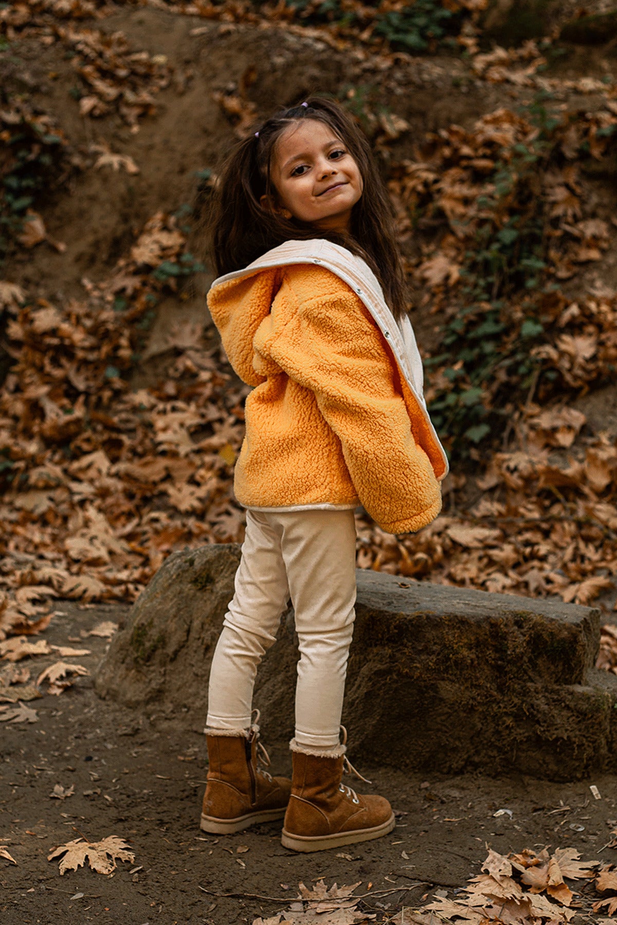 Heritage Puffy Astarlı Peluş Bebek Çocuk Ceket - Kopüşonlu Peluş Mont