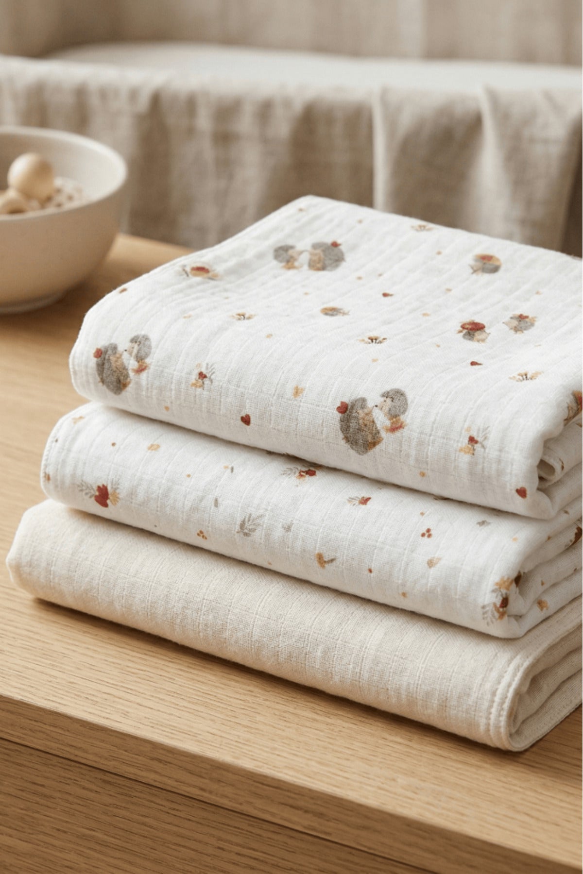 Little Organic's | 3’lü %100 Organik Pamuk Müslin Örtü - Battaniye Seti 75x80 cm | Oeko-tex | Gots -