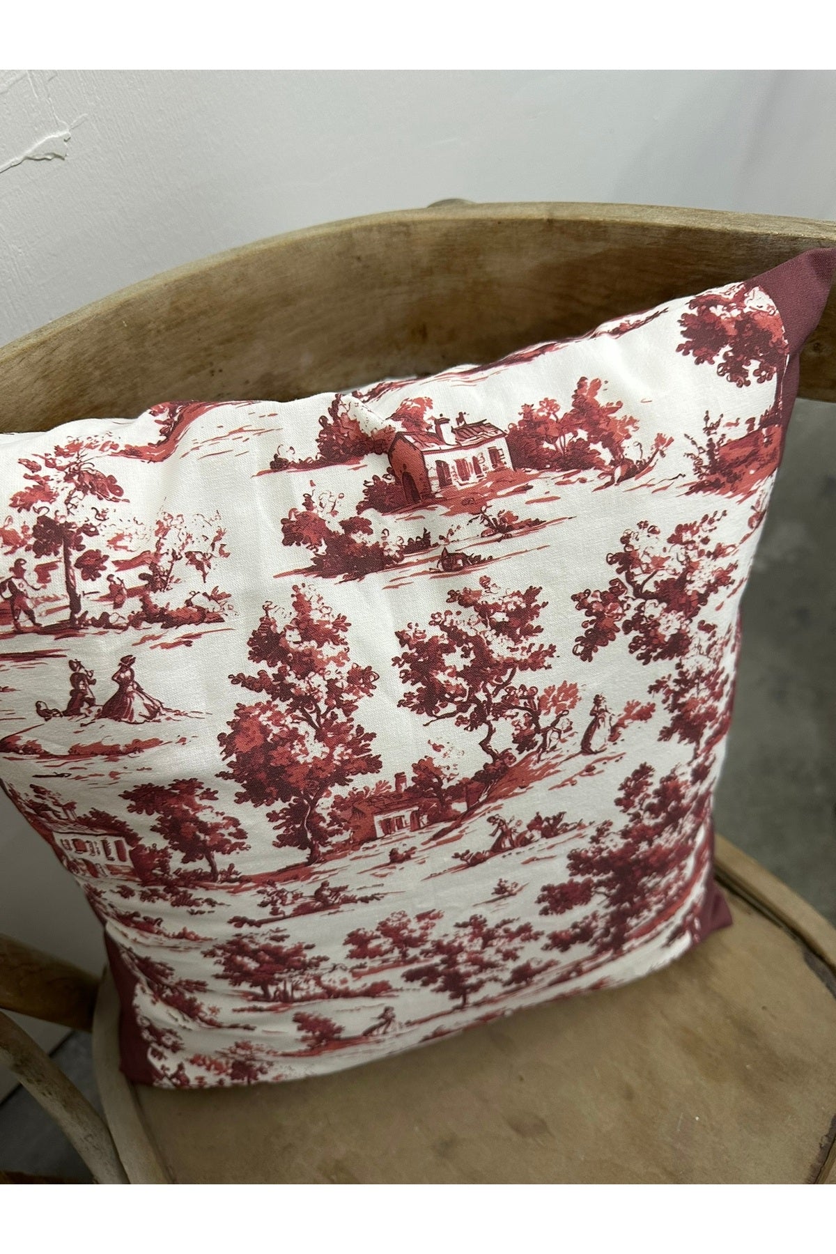 Toile De Jouy Monet Kırlent Kılıfı 43x43 cm | %100 Pamuk Dijital Baskılı | Country Tarzı Fransız Dek