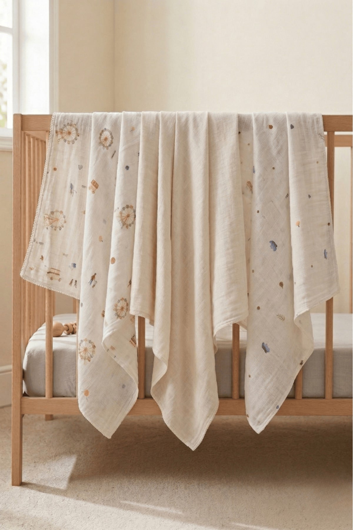 Little Organic's | 3’lü %100 Organik Pamuk Müslin Örtü - Battaniye Seti 75x80 cm | Oeko-tex | Gots -