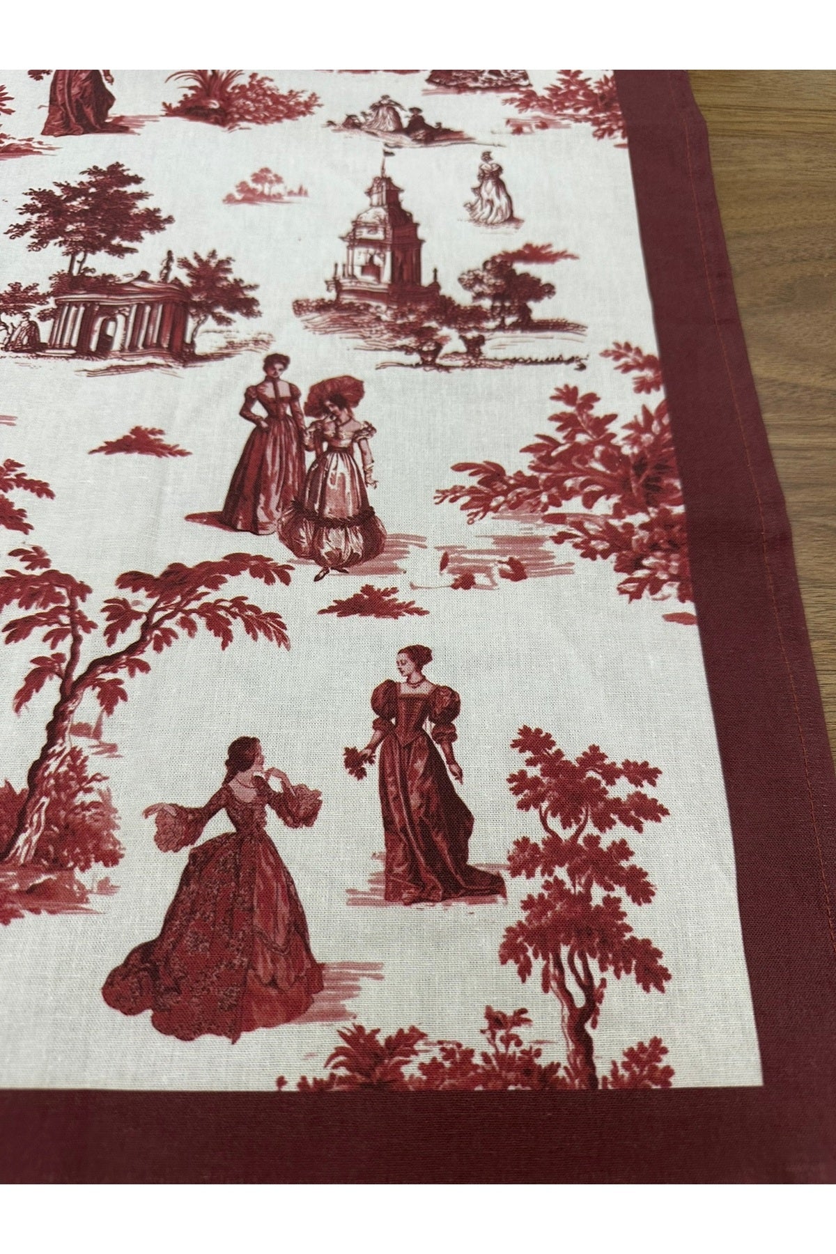 Toile De Jouy Paris Runner 40x110 cm | %100 Pamuk Dijital Baskılı Masa Örtüsü | Klasik Fransız Tarzı