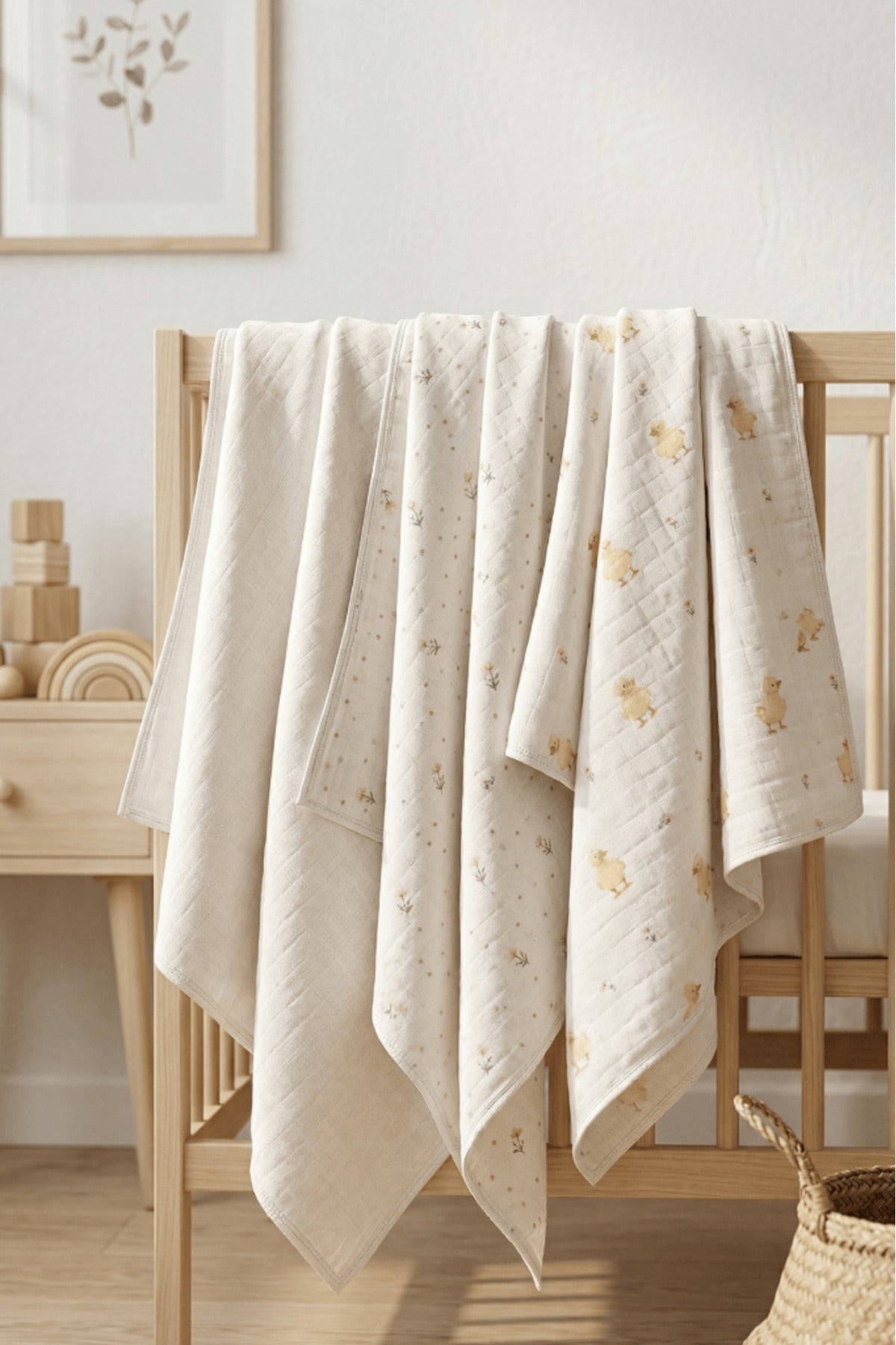 Little Organic's | 3’lü %100 Organik Pamuk Müslin Örtü - Battaniye Seti 75x80 cm | Oeko-tex | Gots -