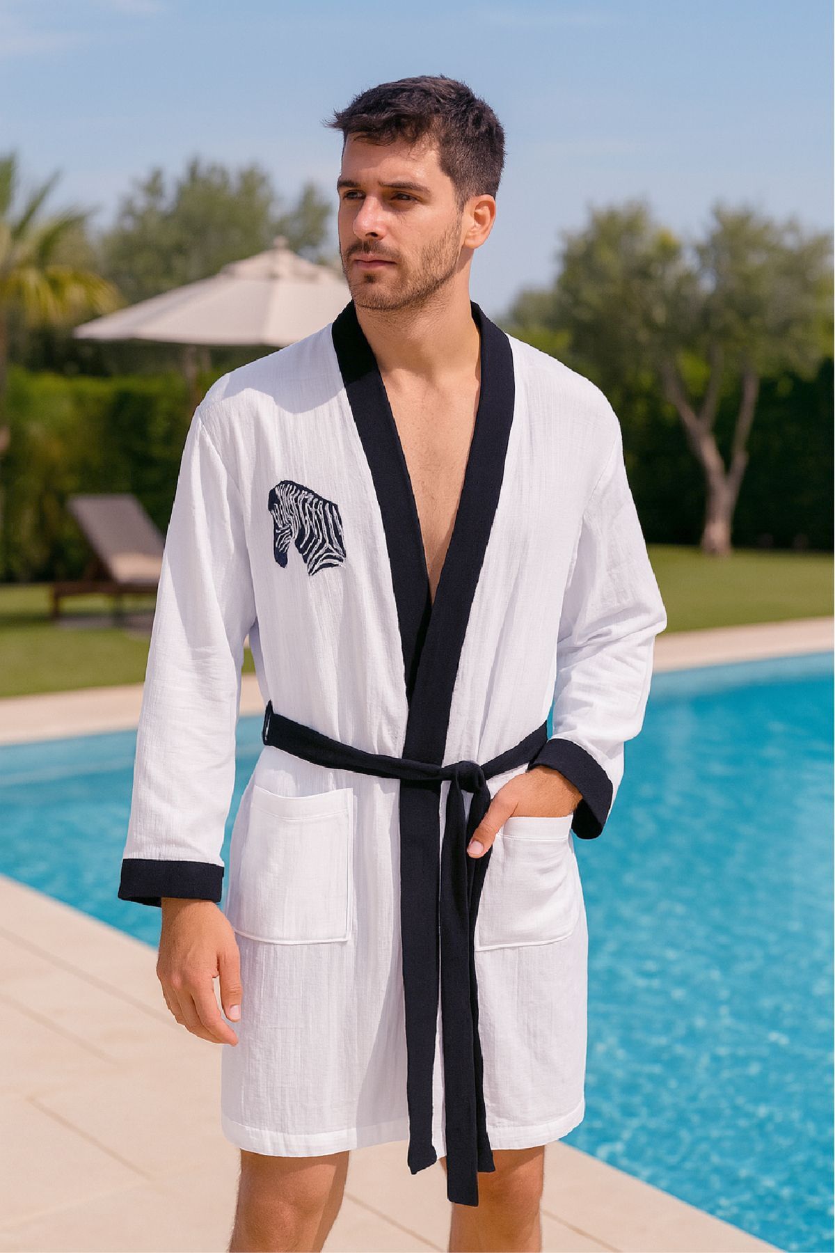 Baskılı Müslin Kimono Bornoz – Unisex | %100 Pamuk Yumuşacık 2 Katlı Doğal Kumaş