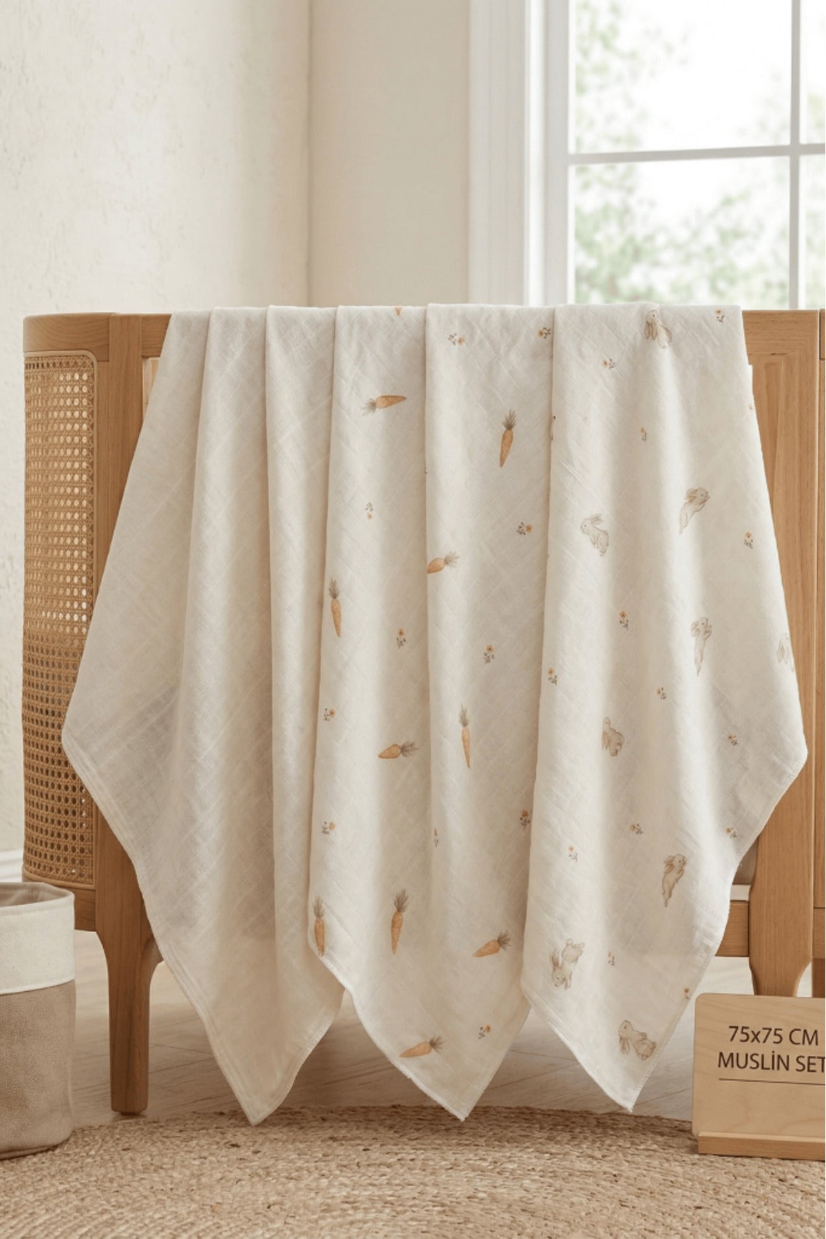 Little Organic's | 3’lü %100 Organik Pamuk Müslin Örtü - Battaniye Seti 75x80 cm | Oeko-tex | Gots -