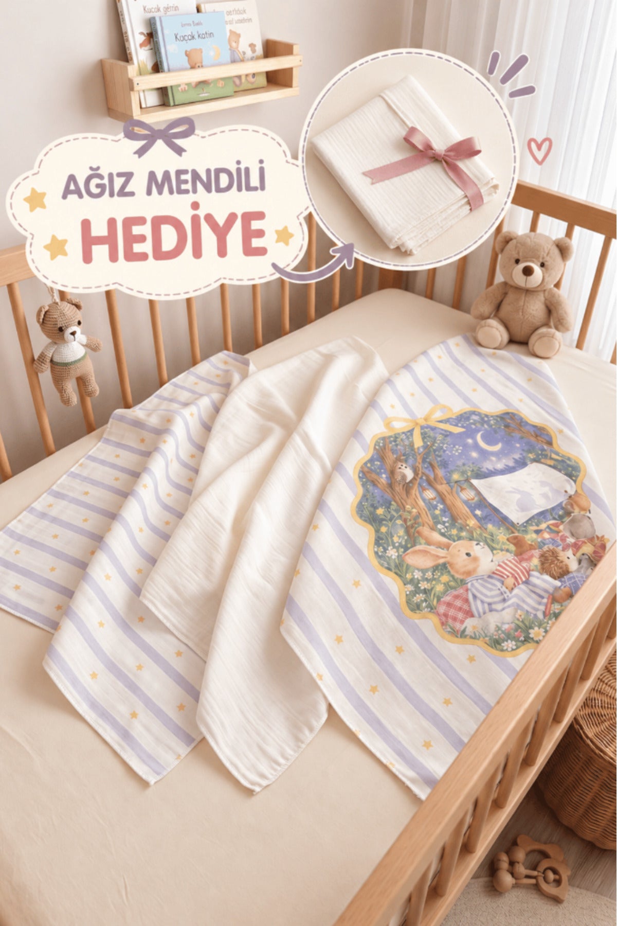 Little Story 3'lü bebek müslin örtü seti