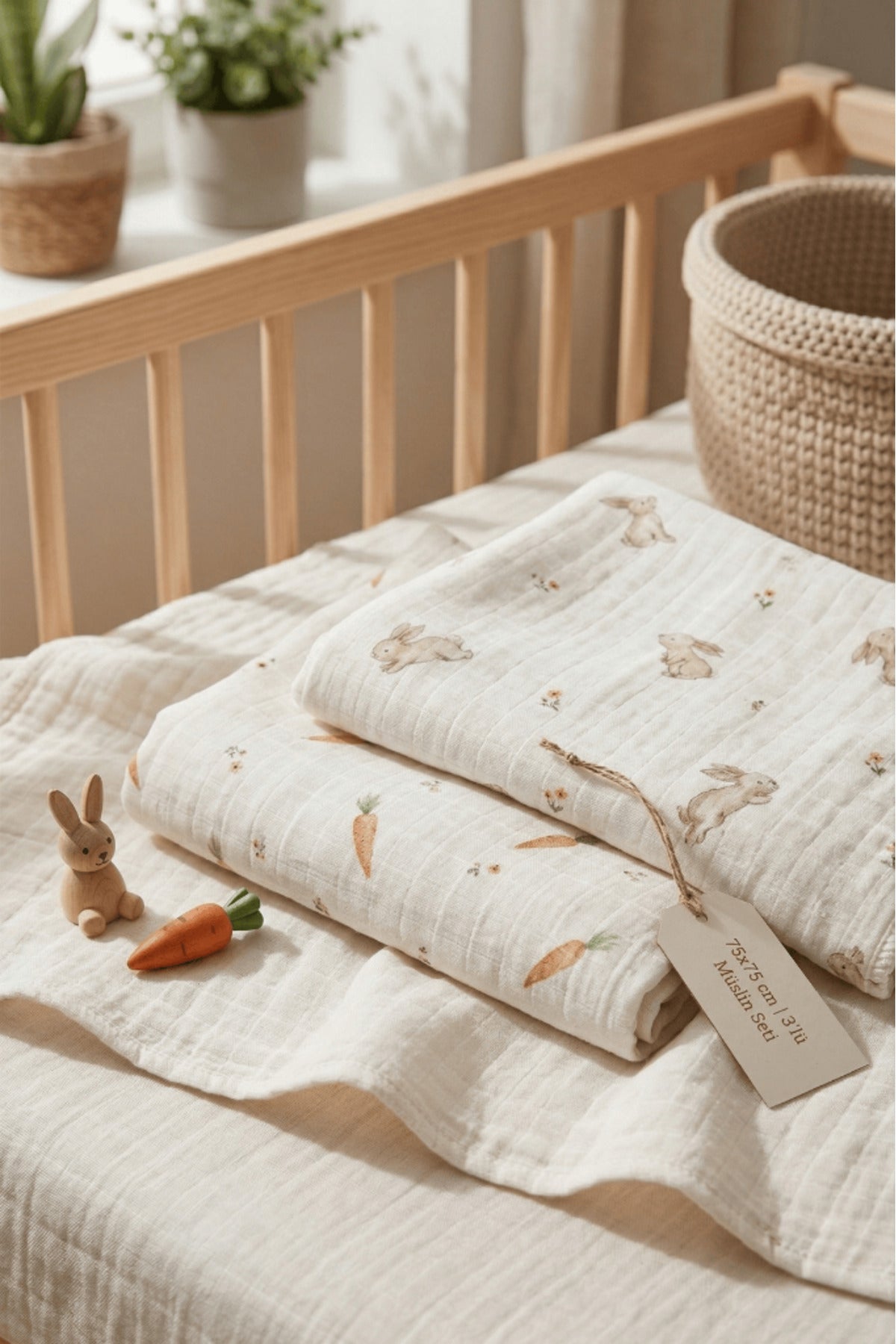 Little Organic's | 3’lü %100 Organik Pamuk Müslin Örtü - Battaniye Seti 75x80 cm | Oeko-tex | Gots -