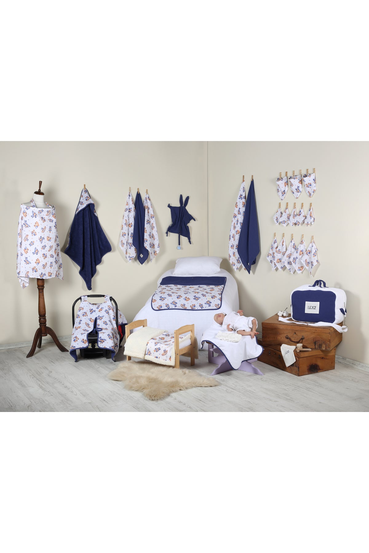 29 Parça Müslin Bebek Bakım Çantası - Müslin Set