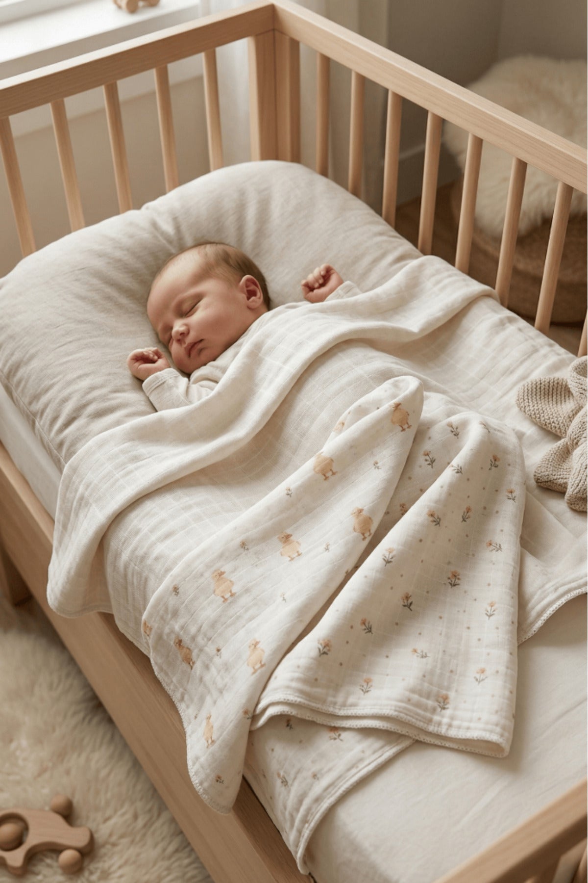 Little Organic's | 3’lü %100 Organik Pamuk Müslin Örtü - Battaniye Seti 75x80 cm | Oeko-tex | Gots -
