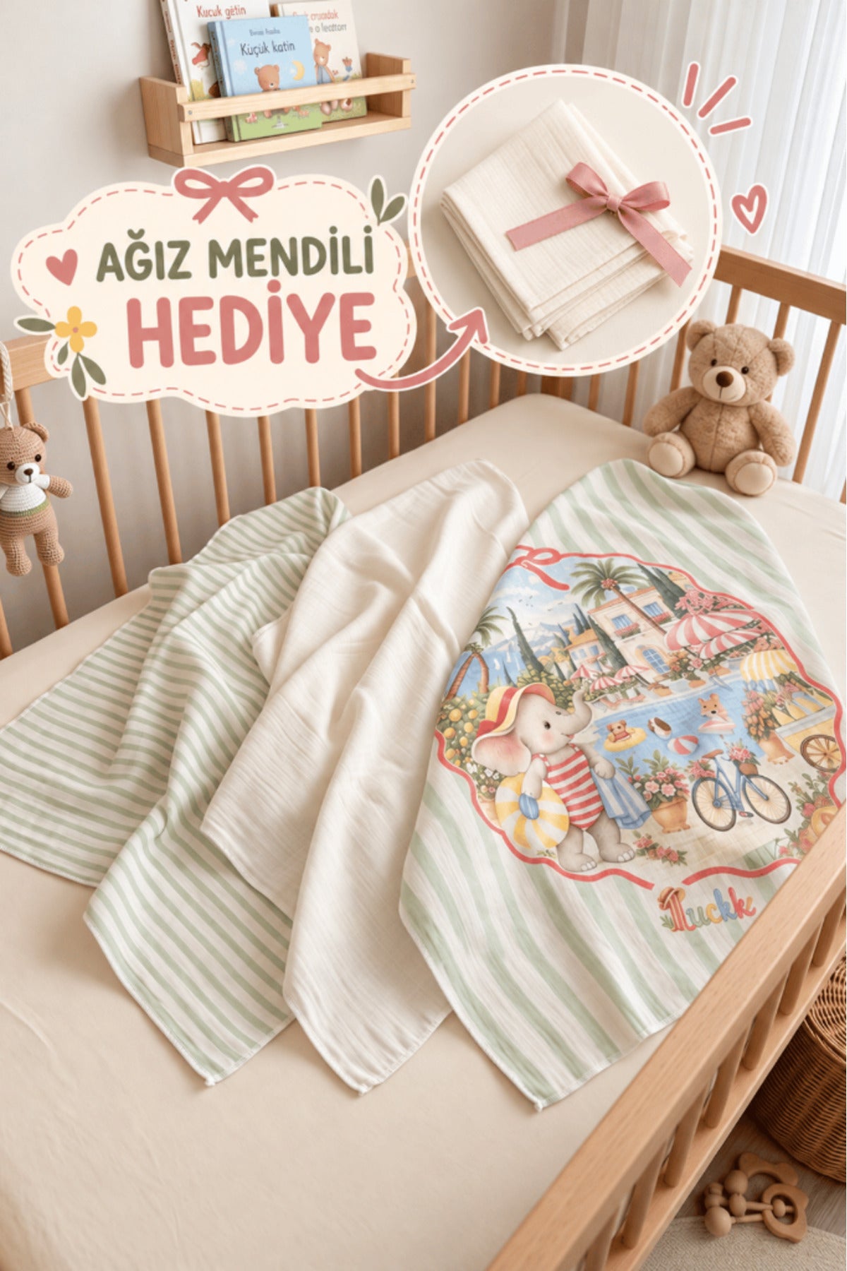Little Story 3'lü bebek müslin örtü seti