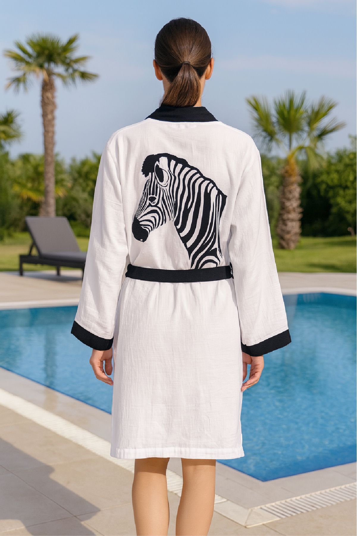 Baskılı Müslin Kimono Bornoz – Unisex | %100 Pamuk Yumuşacık 2 Katlı Doğal Kumaş