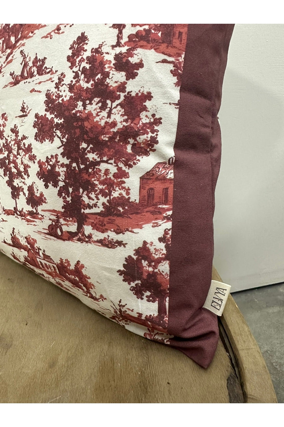 Toile De Jouy Monet Kırlent Kılıfı 43x43 cm | %100 Pamuk Dijital Baskılı | Country Tarzı Fransız Dek