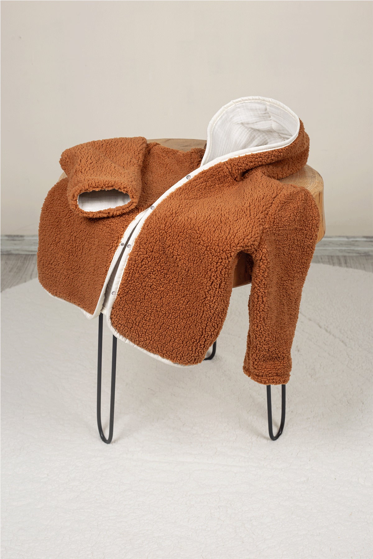 Heritage Puffy Astarlı Peluş Bebek Çocuk Ceket - Kopüşonlu Peluş Mont