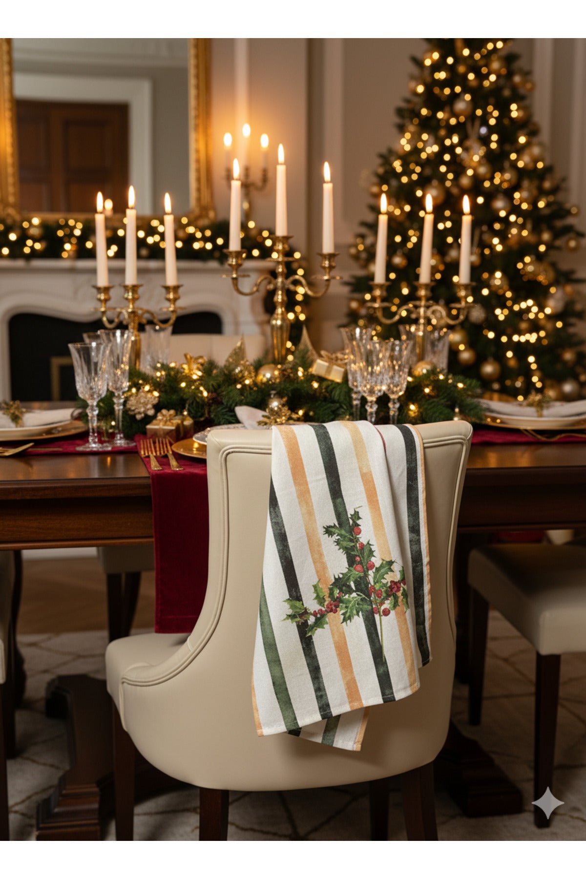 Christmas | %100 Pamuk Baskılı Kurulama Bezi – 40×60 cm Yılbaşı Temalı