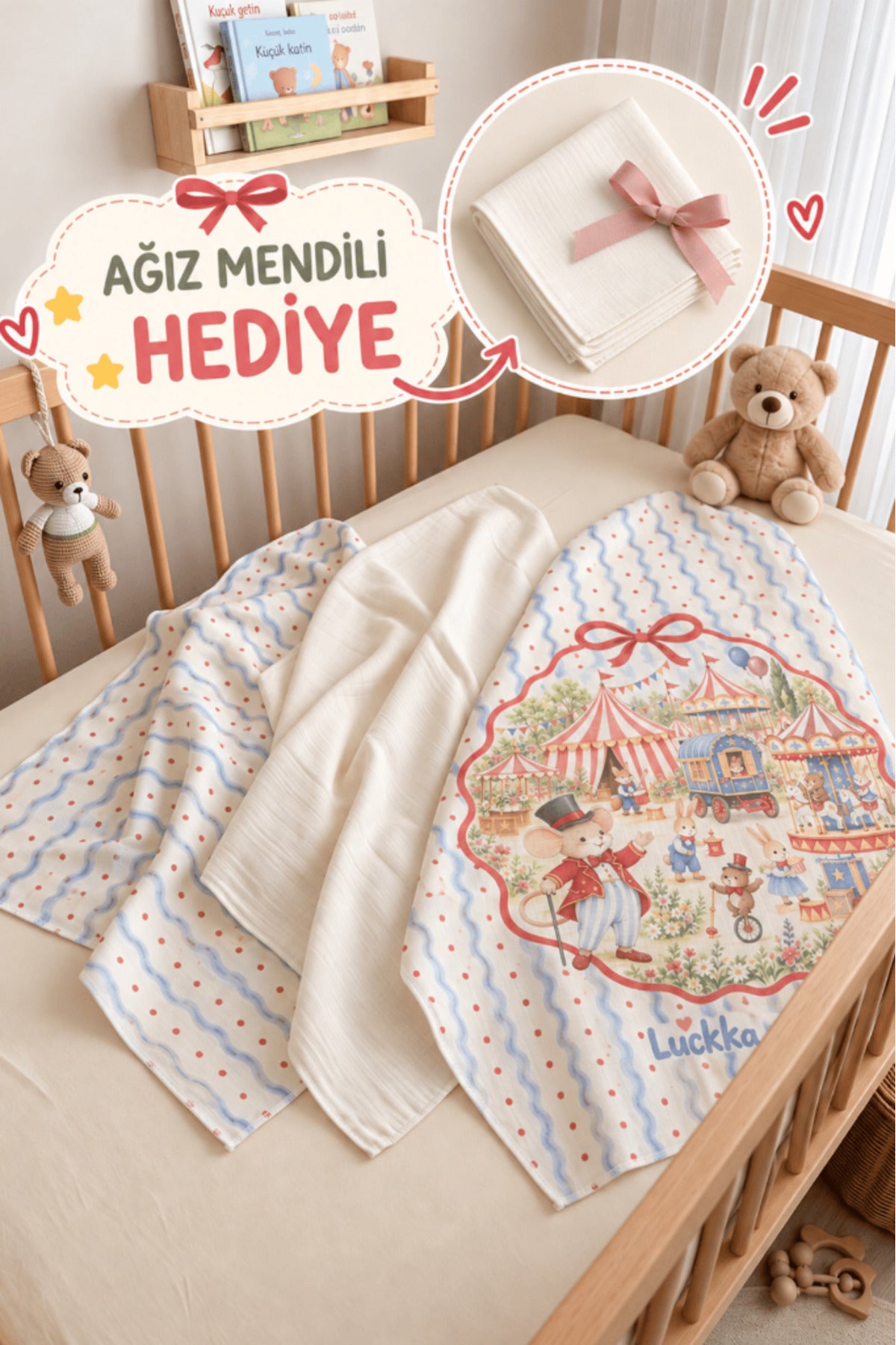 Little Story 3'lü bebek müslin örtü seti