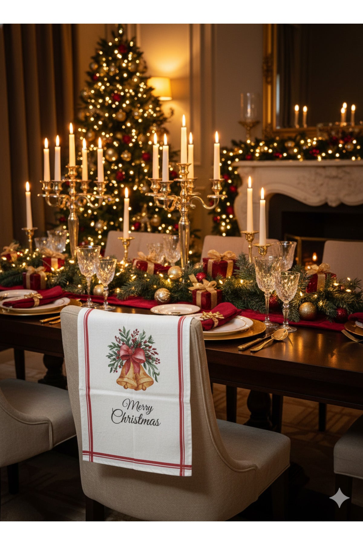 Christmas | %100 Pamuk Baskılı Kurulama Bezi – 40×60 cm Yılbaşı Temalı