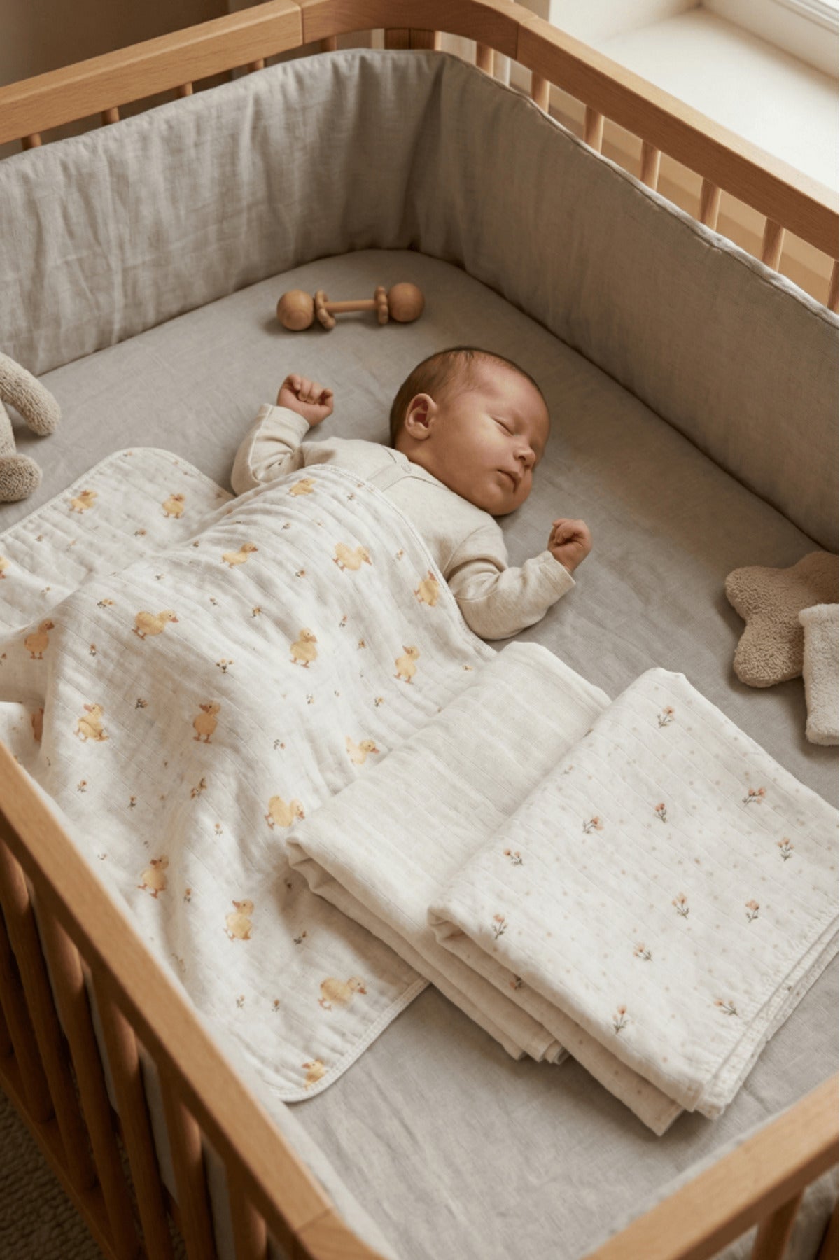 Little Organic's | 3’lü %100 Organik Pamuk Müslin Örtü - Battaniye Seti 75x80 cm | Oeko-tex | Gots -