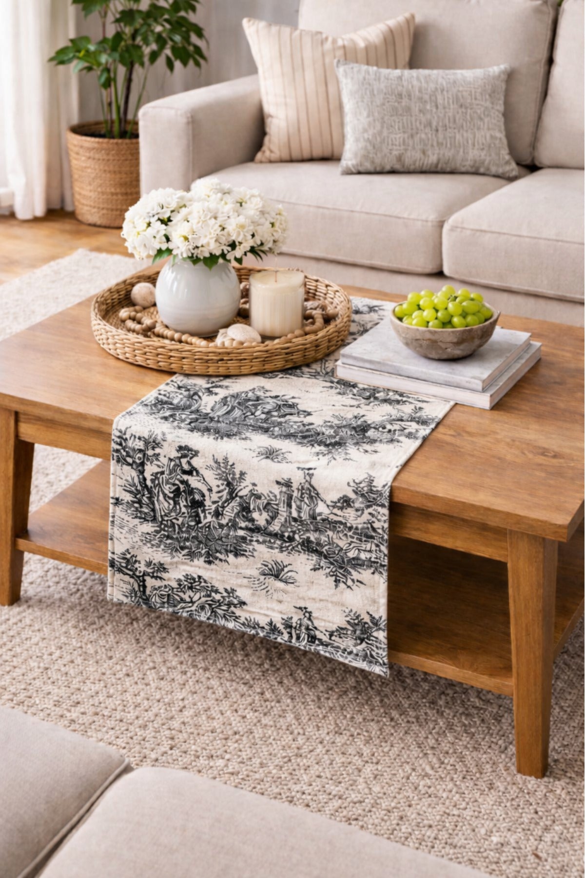 Toile de Jouy | %100 Pamuk Dekoratif Masa Runner 40x110 cm