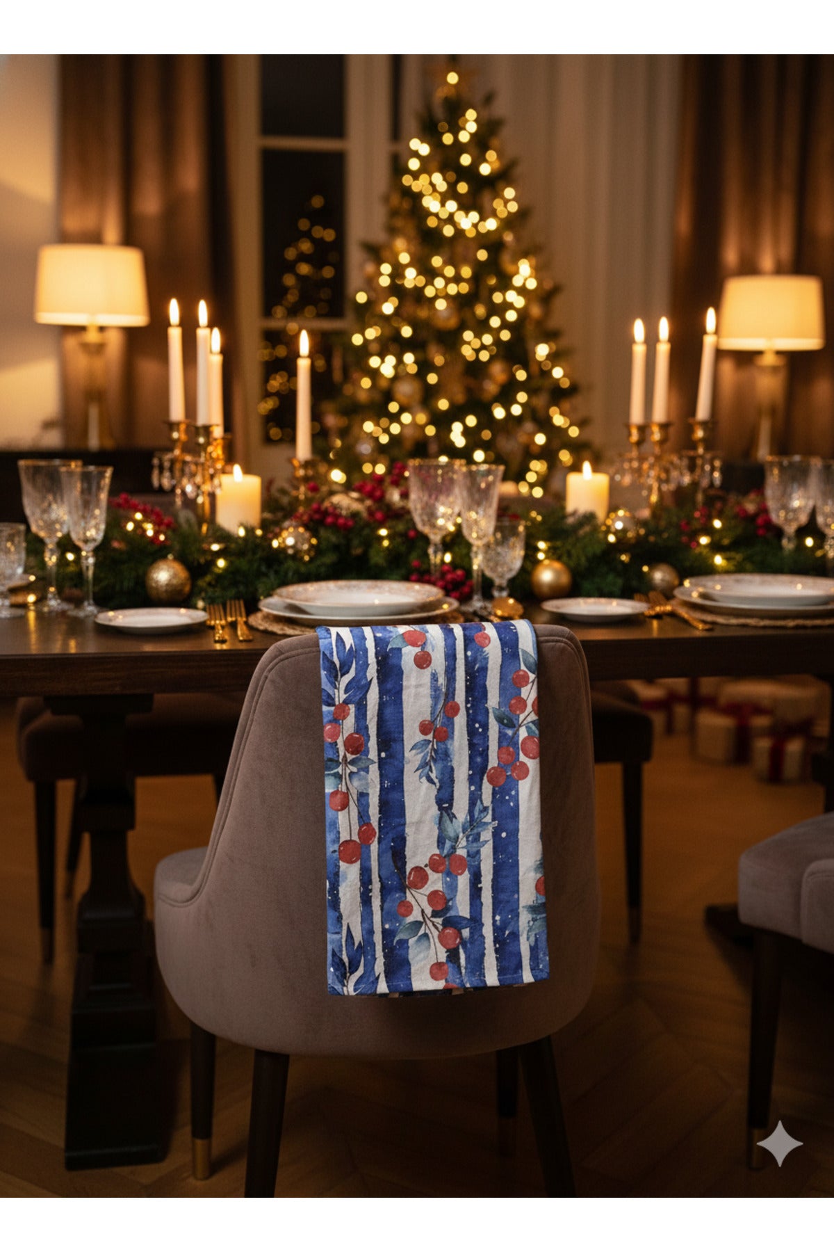 Christmas | %100 Pamuk Baskılı Kurulama Bezi – 40×60 cm Yılbaşı Temalı