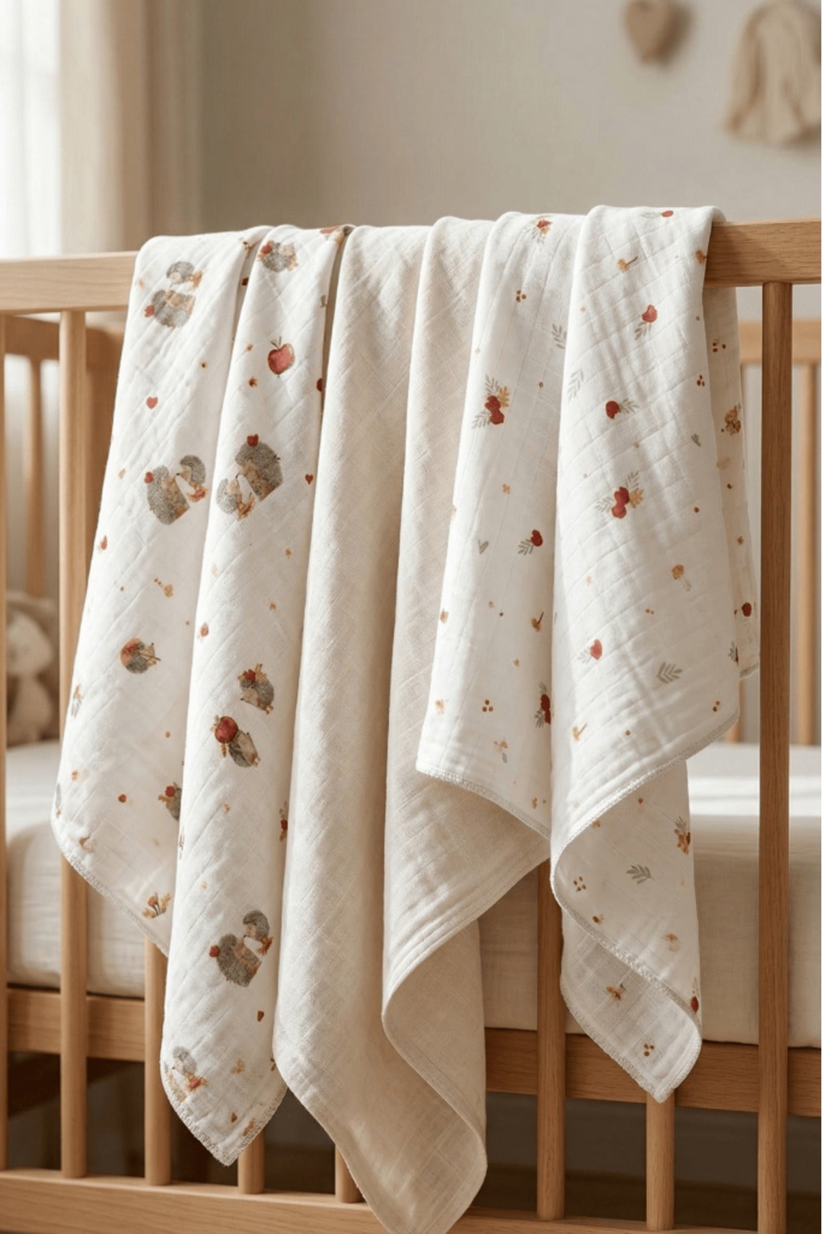 Little Organic's | 3’lü %100 Organik Pamuk Müslin Örtü - Battaniye Seti 75x80 cm | Oeko-tex | Gots -