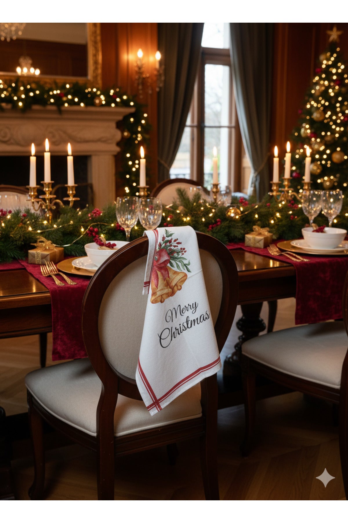 Christmas | %100 Pamuk Baskılı Kurulama Bezi – 40×60 cm Yılbaşı Temalı