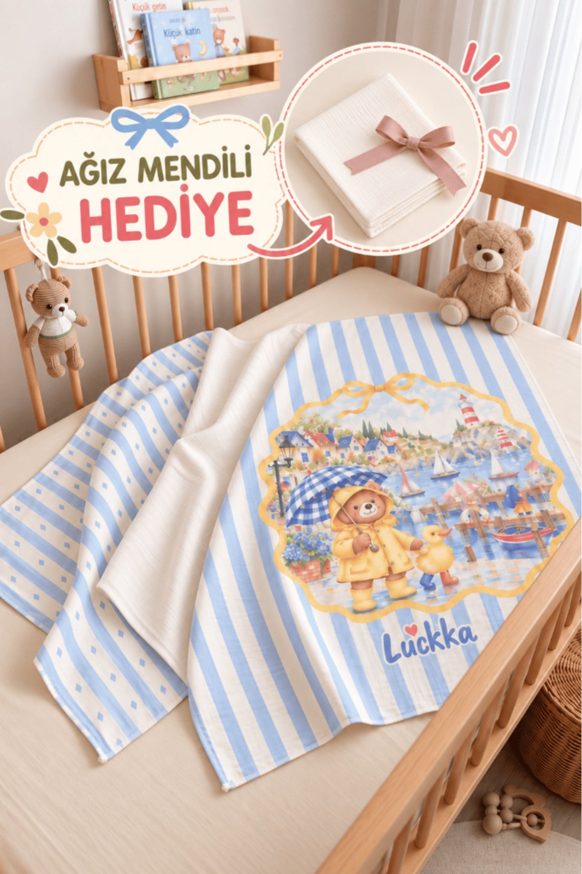 Little Story 3'lü bebek müslin örtü seti