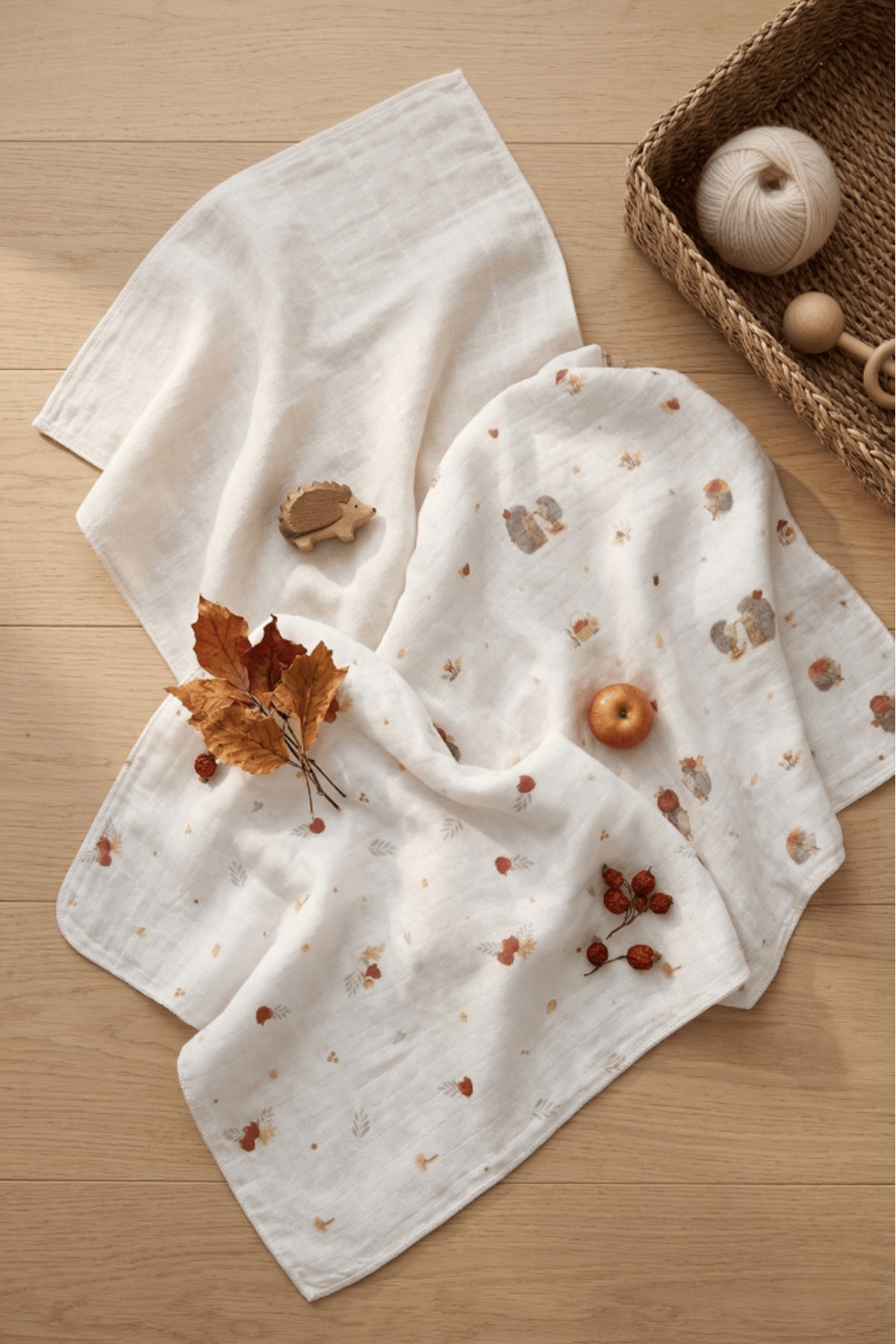 Little Organic's | 3’lü %100 Organik Pamuk Müslin Örtü - Battaniye Seti 75x80 cm | Oeko-tex | Gots -