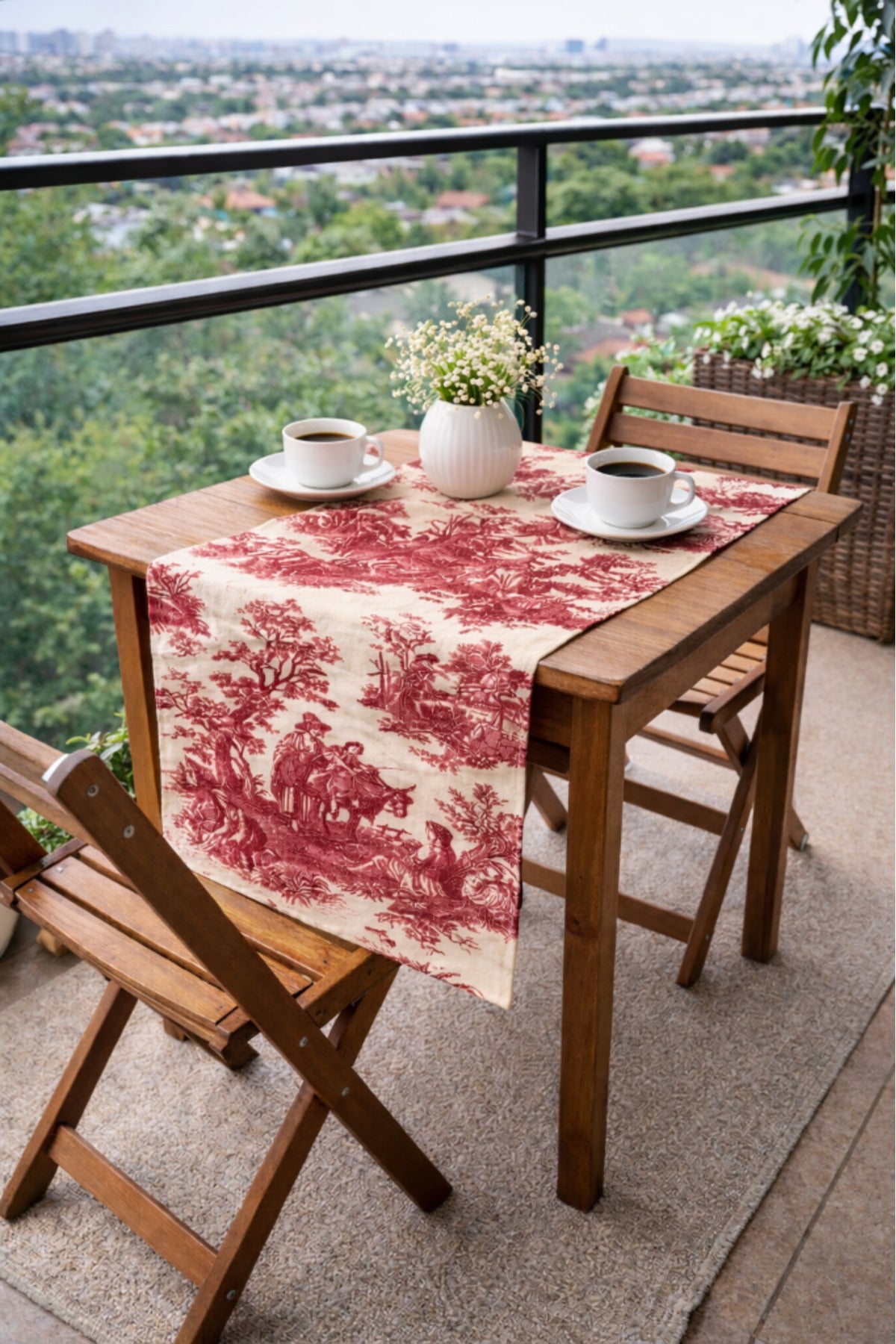 Toile de Jouy | %100 Pamuk Dekoratif Masa Runner 40x110 cm