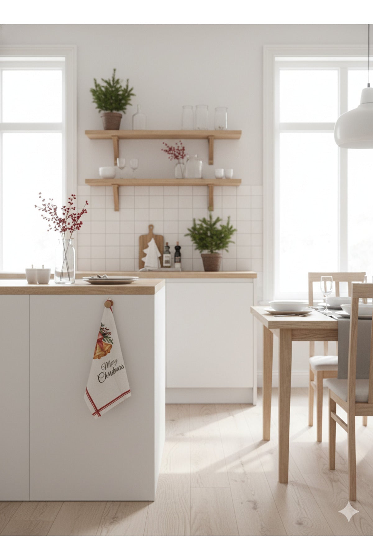 Christmas | %100 Pamuk Baskılı Kurulama Bezi – 40×60 cm Yılbaşı Temalı