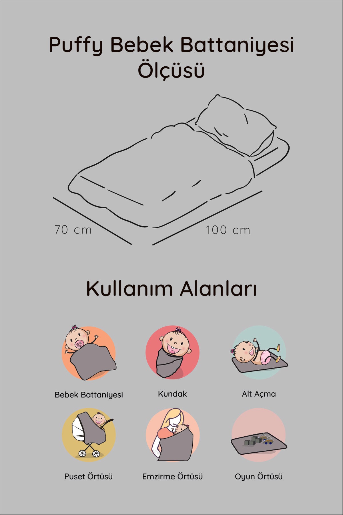 Puffy Bebek Battaniyesi 70x100 cm Koyun Tüylü Müslin Battaniye