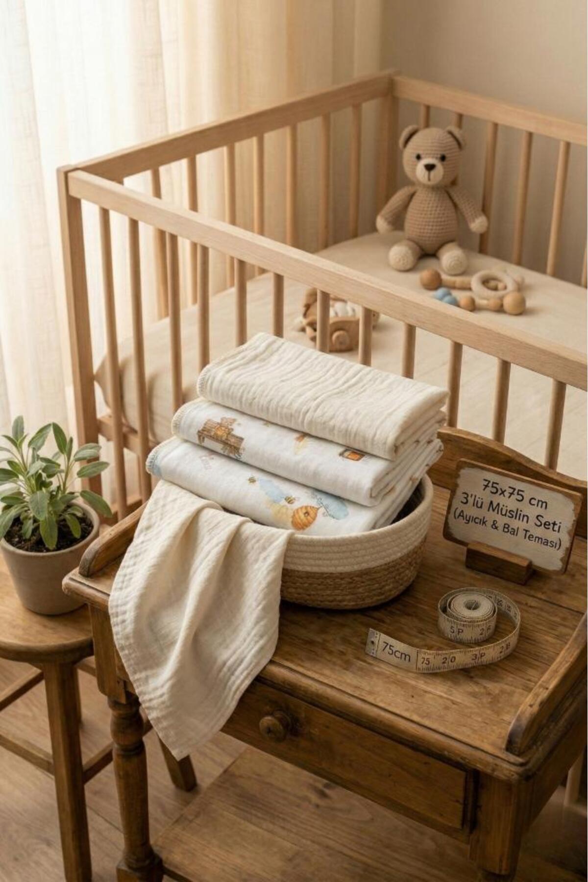 Little Organic's | 3’lü %100 Organik Pamuk Müslin Örtü - Battaniye Seti 75x80 cm | Oeko-tex | Gots -