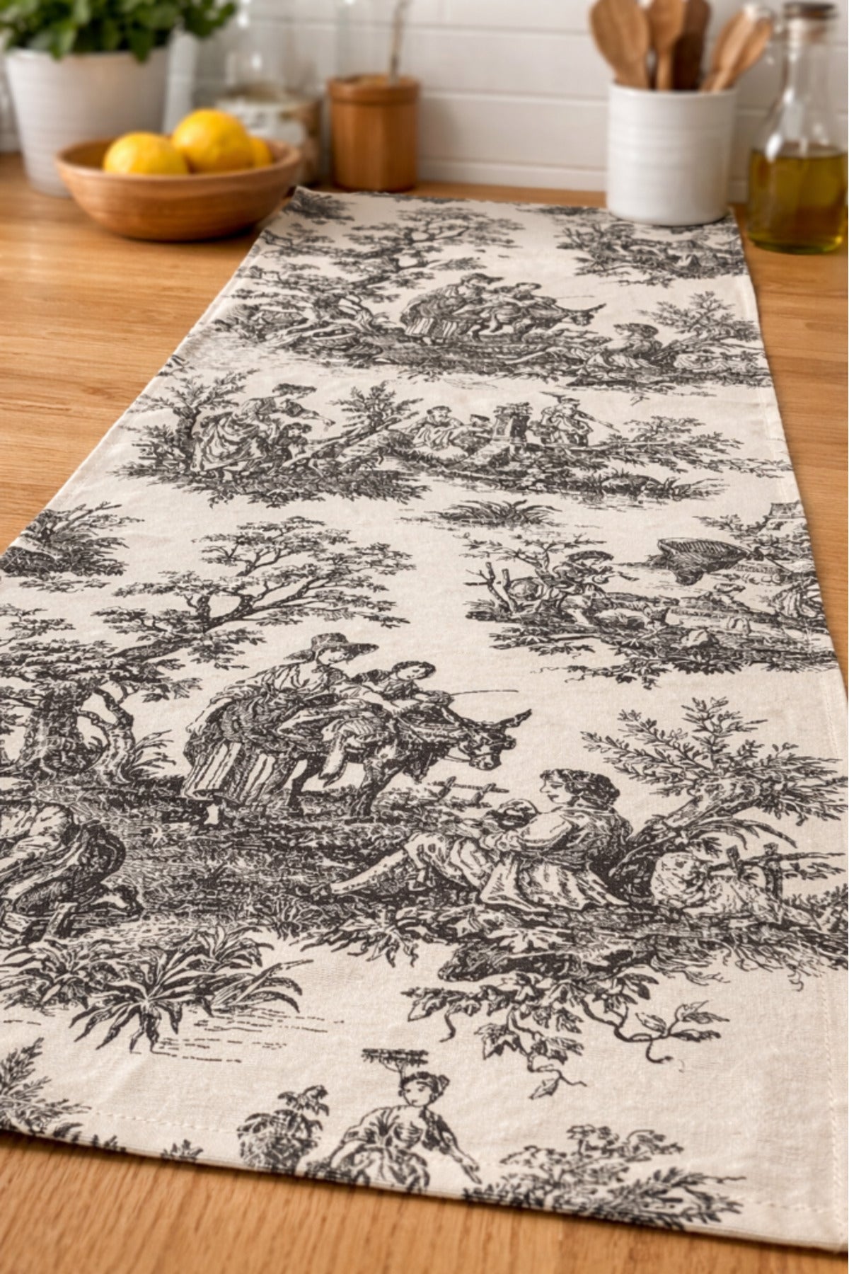 Toile de Jouy | %100 Pamuk Dekoratif Masa Runner 40x110 cm