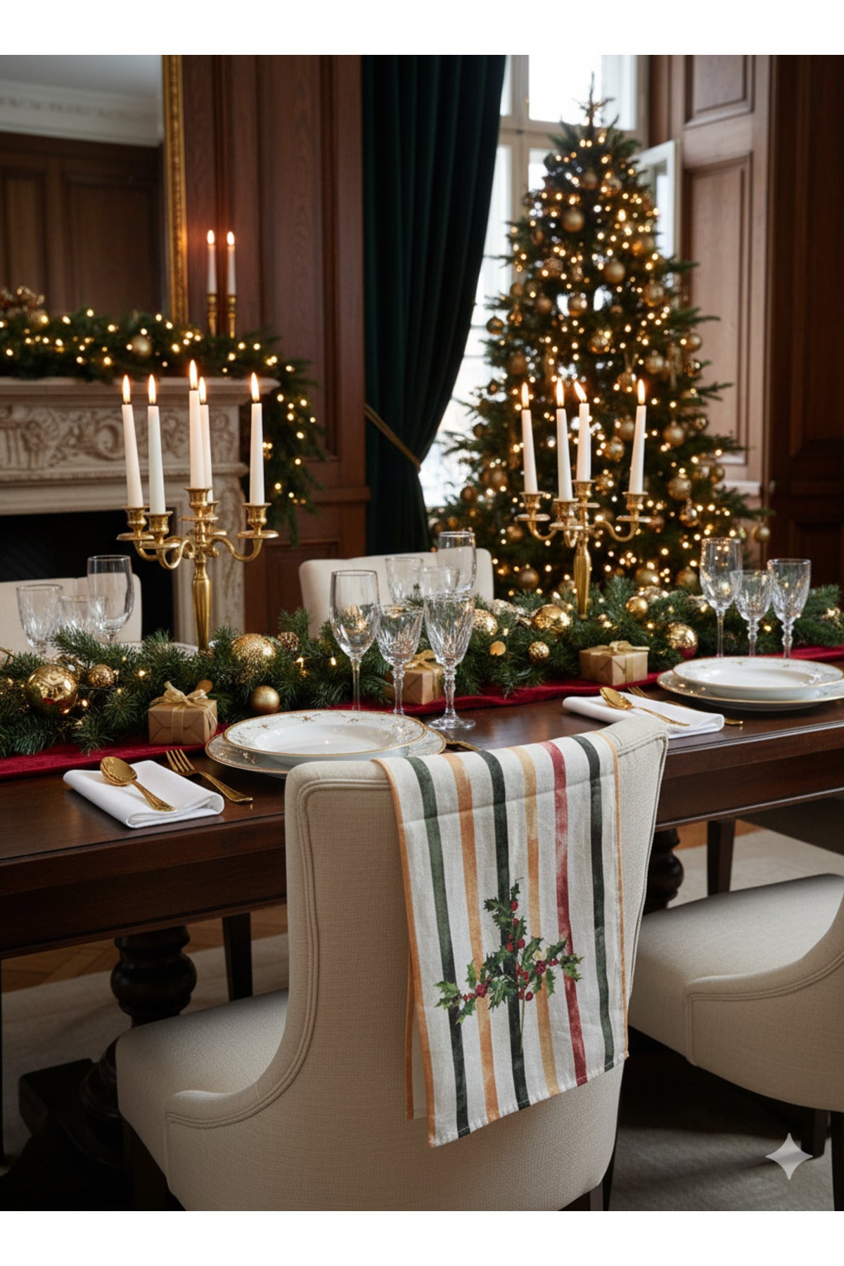 Christmas | %100 Pamuk Baskılı Kurulama Bezi – 40×60 cm Yılbaşı Temalı