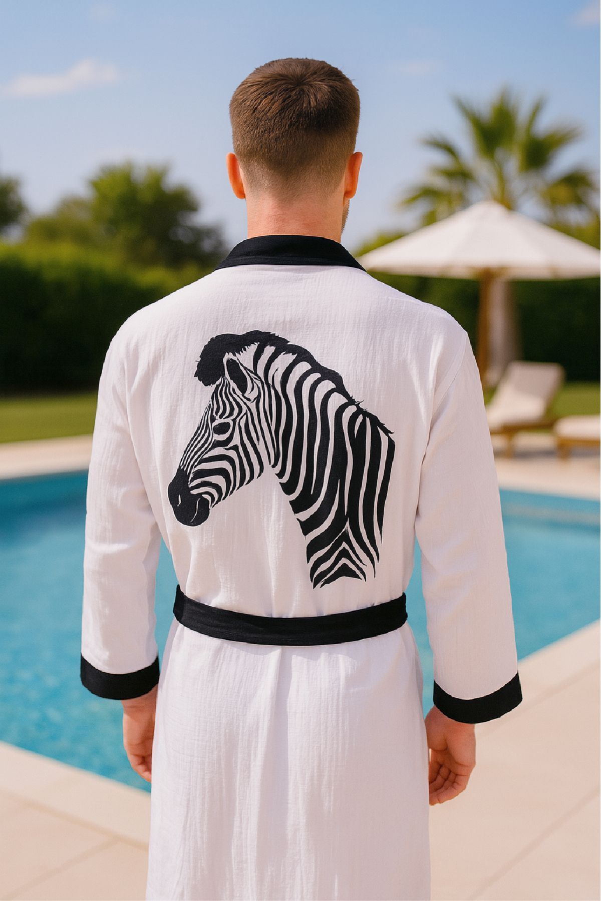 Baskılı Müslin Kimono Bornoz – Unisex | %100 Pamuk Yumuşacık 2 Katlı Doğal Kumaş