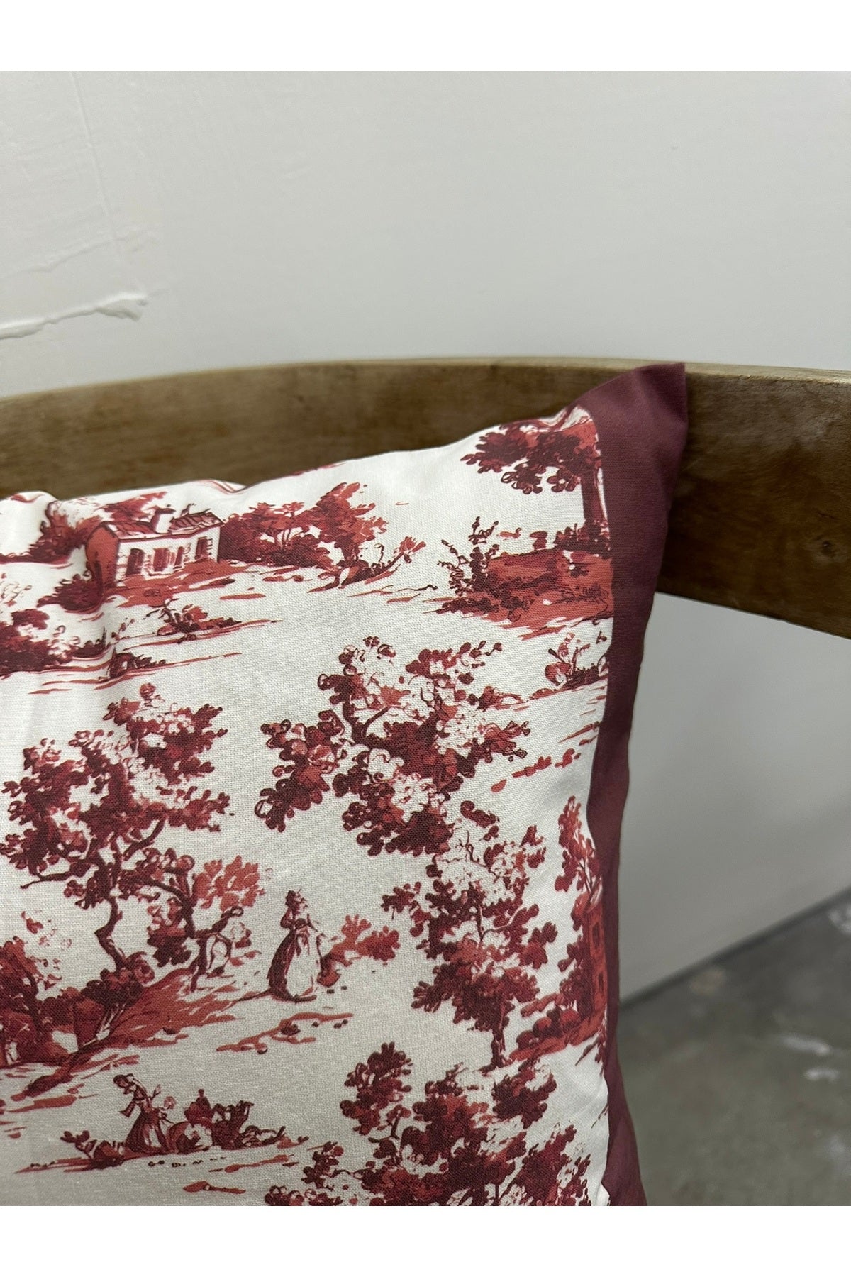 Toile De Jouy Monet Kırlent Kılıfı 43x43 cm | %100 Pamuk Dijital Baskılı | Country Tarzı Fransız Dek