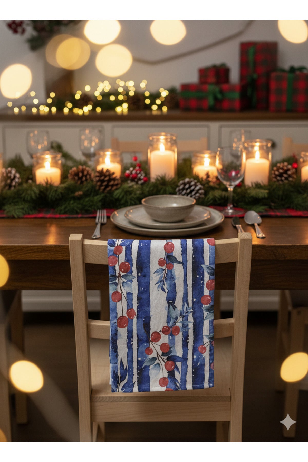 Christmas | %100 Pamuk Baskılı Kurulama Bezi – 40×60 cm Yılbaşı Temalı
