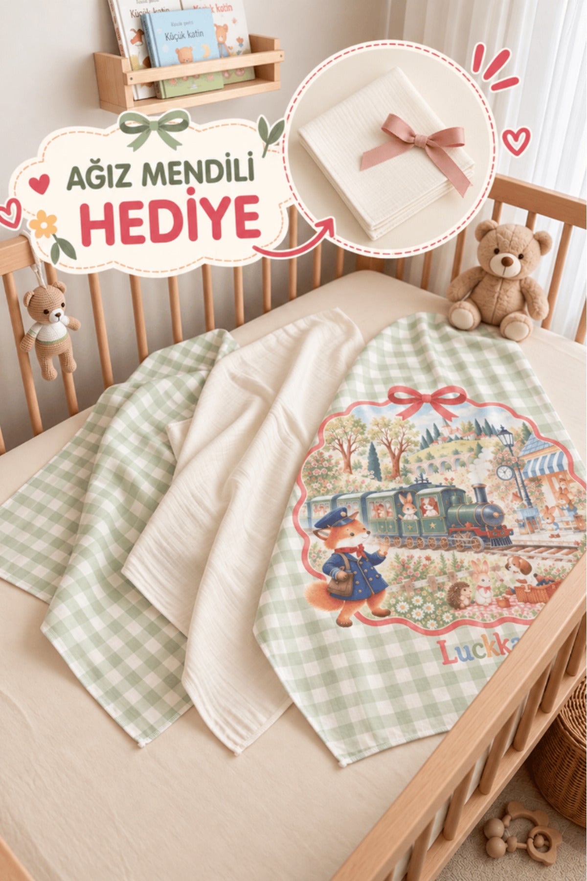 Little Story 3'lü bebek müslin örtü seti