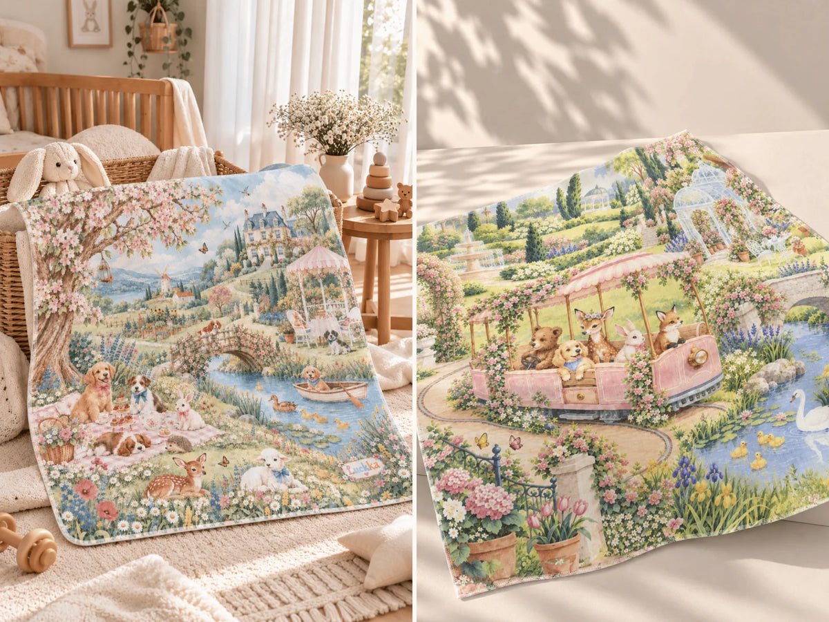Little Atelier Piknik ve Tren desenli müslin örtüler